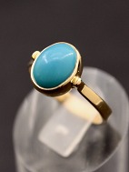 14 karat guldring med cabochon sleben turkis