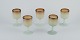 Napoleone Martinuzzi, Venini, Murano.
A set of five red wine glasses in art glass.