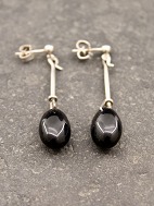 Sterling silver ear pendants with onyx