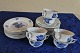 Blue Flower Angular Danish porcelain, Set of 6 set coffee cups and saucers No 8608 and cake plates No 8553.