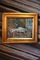 K&Co. 
præsenterer: 
Antik , 
1800 tals 
farvelagt 
radering af 
Faun & sovende 
kvinde...