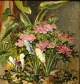 Dansk kunstner 
(19. årh.): 
Blomstrende 
potte planter 
på ...