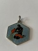 Aquarius zodiac sign Pendant with enamel in sterling silver.