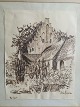 Ole Buus Larsen 
præsenterer: 
Tegning af 
Lise Færch - 
Parti fra Korup 
Kirke ved 
Odense.