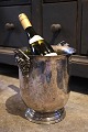 Old French wine / champagne cooler in silver-plated metal with bunches of grapes on the side...