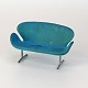 Blå miniature svane sofa11 cm