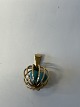 Kugle med turkis Charms / Vedhæng i 14 karat guldHøjde 2,1 cm