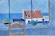 Dansk Kunstgalleri præsenterer: "Fra kunstnerens atelier, Bornholm" Olie maleri på lærred i sølv ramme. ...
