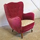 Kinnerup Antik & Porcelæn præsenterer: Lænestol i rød velour med dupsko86 cm