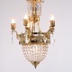 Antik Fransk Prismelysekrone i Forgyldt Bronze med Fem ...