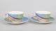 L'Art presents: Gien "Savane", pair of large morning cups with matching saucers.