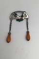 Georg Jensen 826 Sølv Broche Rav /Chrysopras (No 8) ...