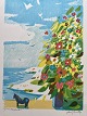 Ole Buus Larsen præsenterer: Farvelitografi af den svenske kunstner Lars Bertle - Udsigt fra vinduet på Fårö, ...