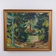 Oliemaleri med Skovlandskab, signeret, ca. 1950–1970