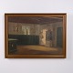 Osted Antik & Design præsenterer: Oliemaleri på Lærred med Interiørmotiv i Guldramme 54,5 x 74 cm