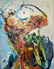 Dansk Kunstgalleri præsenterer: "Aux Halles" Olie maleri i Cobra genren. Oliemaleri på lærred, monteret i ...