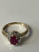 Vintagering Rubin & Diamanter 14kt guld.Størrelse 51