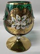 Rømerglas Cognac med blomstermotiv grøn.Højde 12,0 cm.