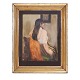 Aabenraa Antikvitetshandel præsenterer: Carl Fischer, 1887-1962, akvarel. Motiv i form af siddende rygvendt ...