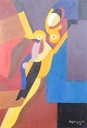 L'Art præsenterer: Stig Brynell, abstrakt komposition, olie på lærred, svensk kunstner.