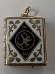Antik Huset præsenterer: 14 karat guld. Bog med emalje.Charms / Vedhæng.Højde 2,0 cm.