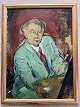 Maleri af Figge Holmgren - Selvportræt med palet 1937.