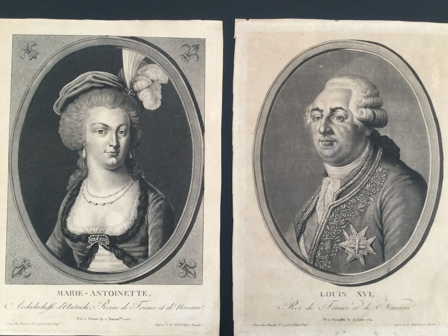 www.Antikvitet.net - Kobberstik - Portrætter af Louis XVI og Dronning Marie Antoinette.