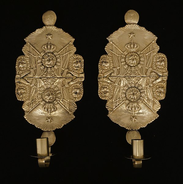 A pair of small blakers, brass. Sweden circa 1880. H: 27cm