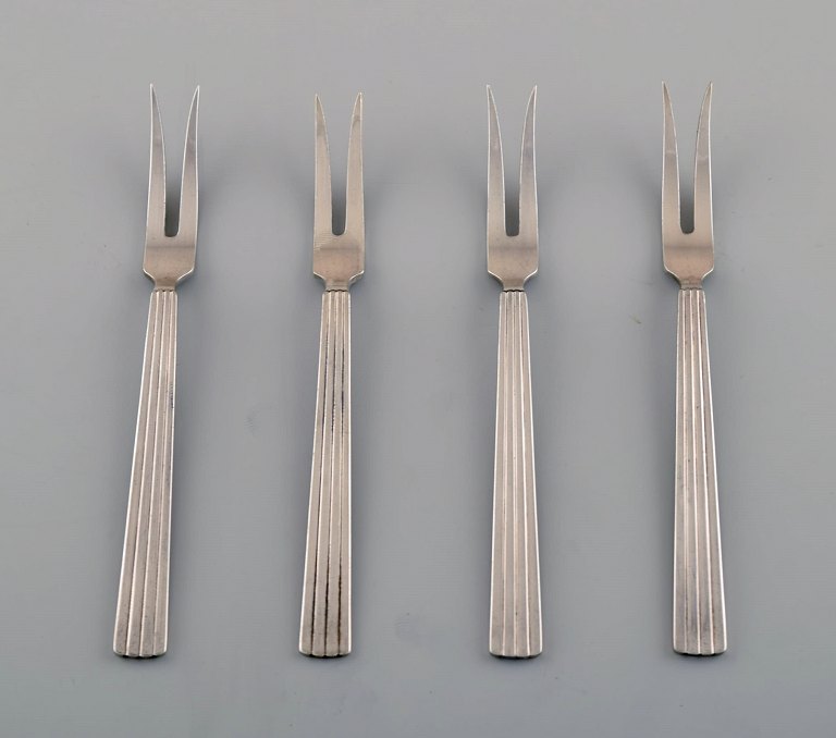 Georg Jensen Sterling Silver Bernadotte. A set of 4 herring forks.
