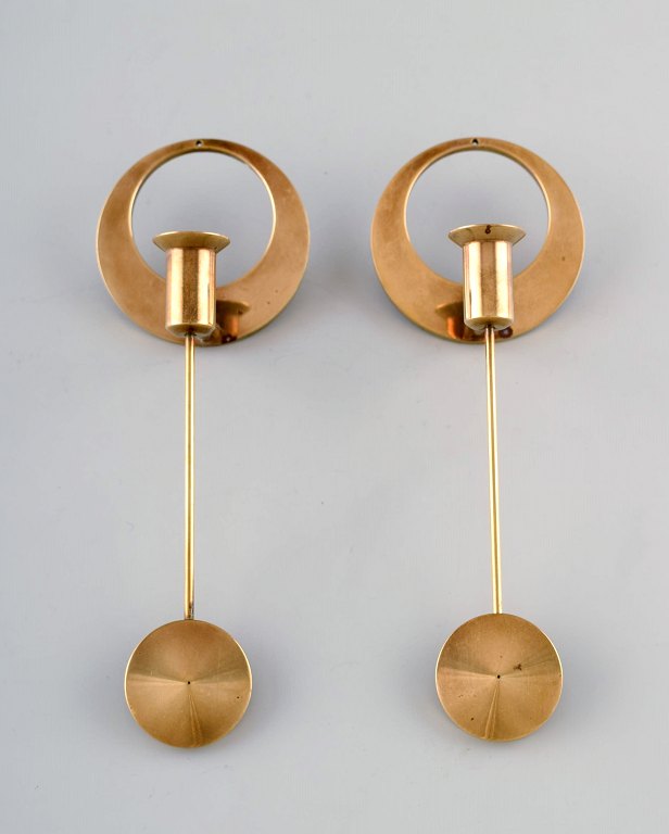 Arthur Pe for Kolbäck. A pair of modernist candlesticks in brass. 1950 s.
