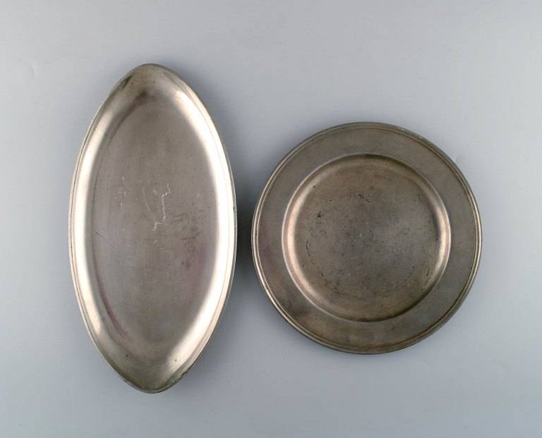 Just Andersen, 2 large Art Deco pewter dishes, Denmark 1930 s.
