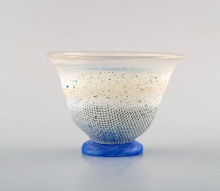 Ulrica Hydman Vallien for Kosta Boda, Sweden. Vase on foot in light blue and 
clear mouth blown art glass. Swedish design 1980