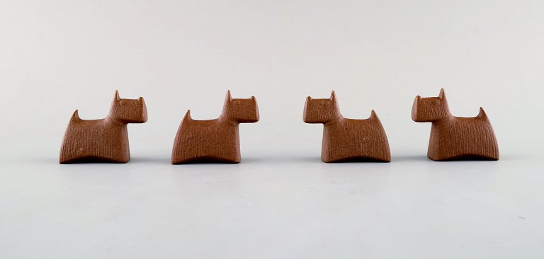 Stig Lindberg, Sweden. Four Scottish terriers in ceramics. 1960
