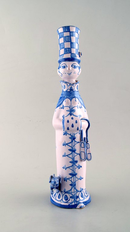 Bjørn Wiinblad unik keramik figur. "Vinter" i blå "Årstiderne" fra 1981.
