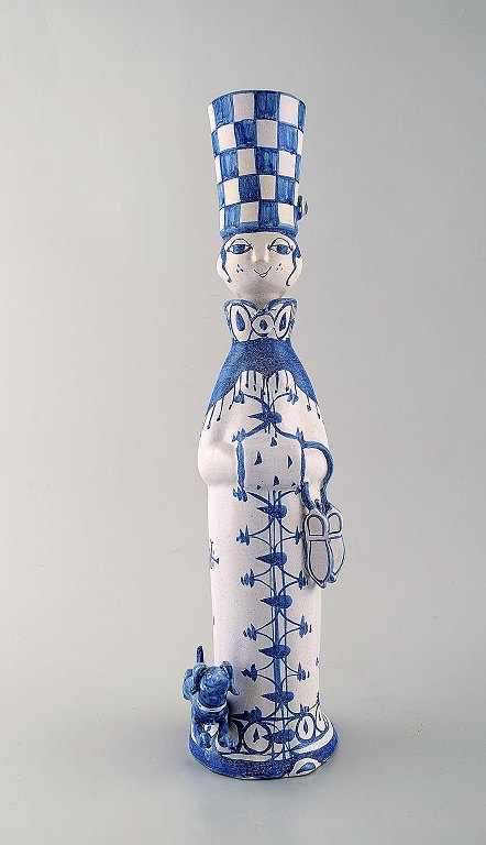 Bjørn Wiinblad unique ceramic figure. "Winter" in blue "Seasons". Signed and 
dated. 1978.
