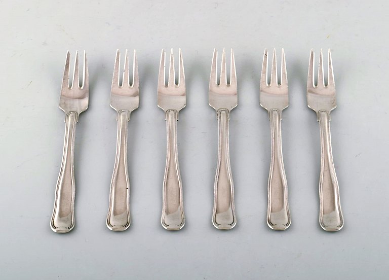 Georg Jensen Old Danish cutlery. Set of six pastry forks in sterling silver.
