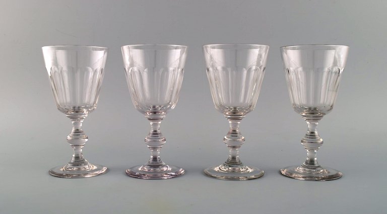 Holmegaard Glasværk, Denmark. Four Christian VIII Berlinois red wine glasses. 
Manufactured 1867-1942.
