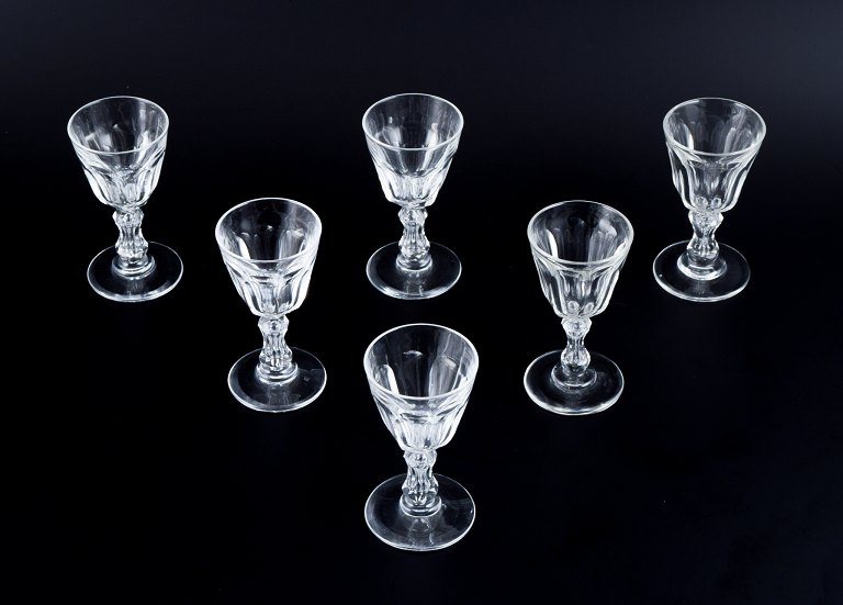 Holmegaard, Denmark, a set of six faceted cut "Paul" schnapps glasses.