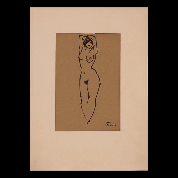 Jais Nielsen, 1885-1961, drawing signed Jais Paris 1913. Visible size: 30x19cm