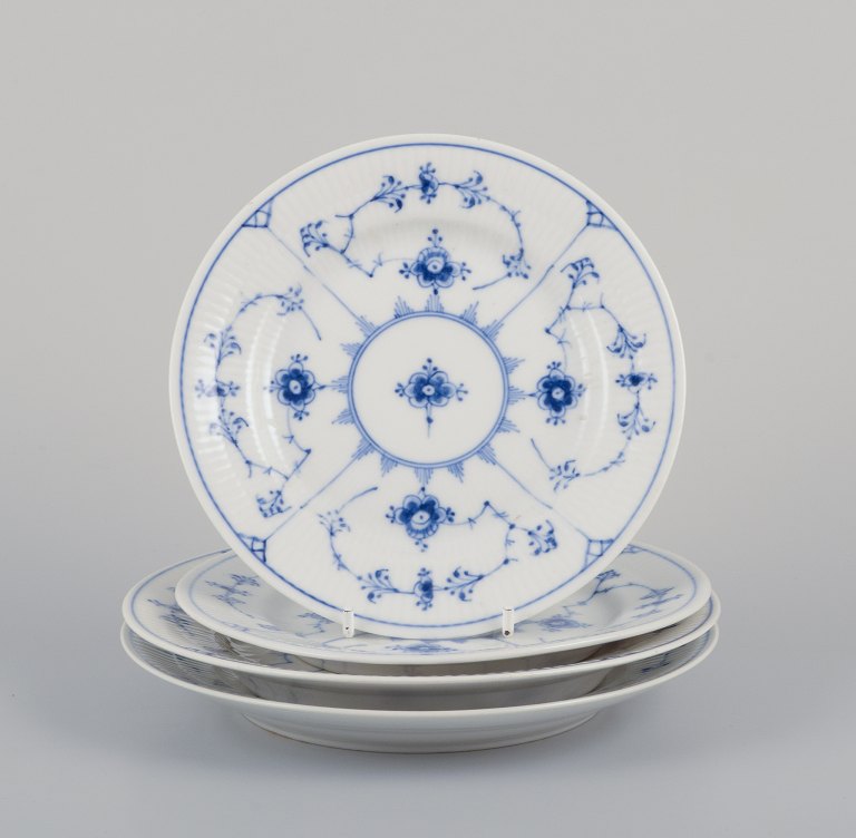 Royal Copenhagen Blue Fluted Plain. Four plates.