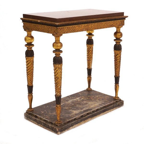 Gustavian end 18th century gilt Ølandstone top console table. Sweden circa 1780. 
H: 83cm. Top: 79x40cm