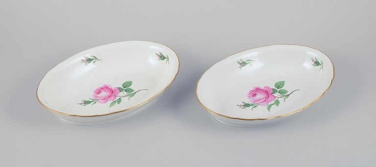 Meissen, Germany, two oval "Pink Rose" bowls in porcelain.