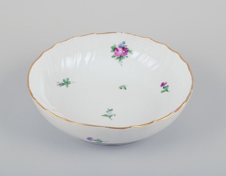 Royal Copenhagen Saxon Flower, round bowl in porcelain.