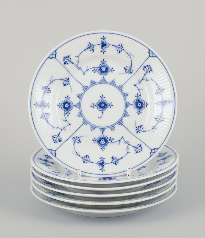 Royal Copenhagen Blue Fluted Plain, set of six cake plates in hand-painted 
porcelain.