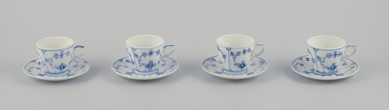 Royal Copenhagen Blue Fluted Plain.
A set of four coffee cups with saucers.