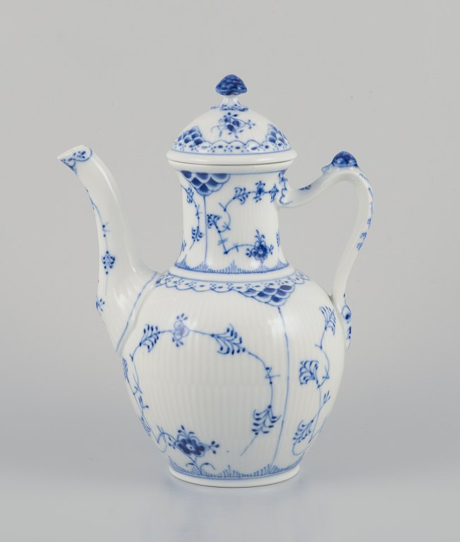 Royal Copenhagen Blue Fluted Half Lace, hand-painted coffee pot.