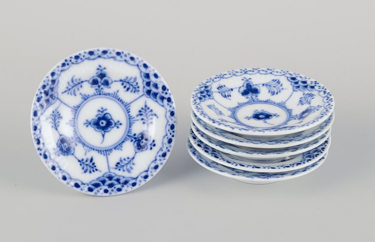 Royal Copenhagen Blue Fluted Half Lace, a set of six caviar bowls.