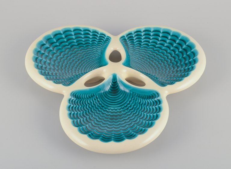 French ceramic dish. Three-piece. Shell-shaped.