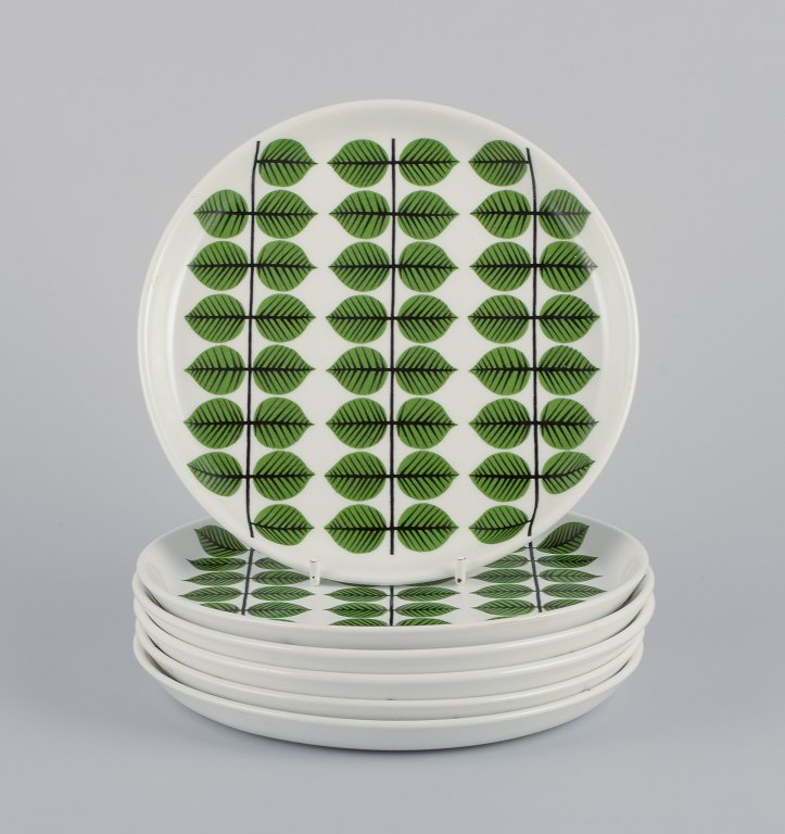 Stig Lindberg for Gustavsberg, Sweden. A set of six "Berså" plates in porcelain.