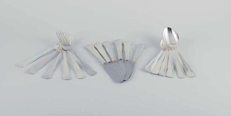 Cohr, Danish silversmith. "Old Danish". Complete six-person dinner service.